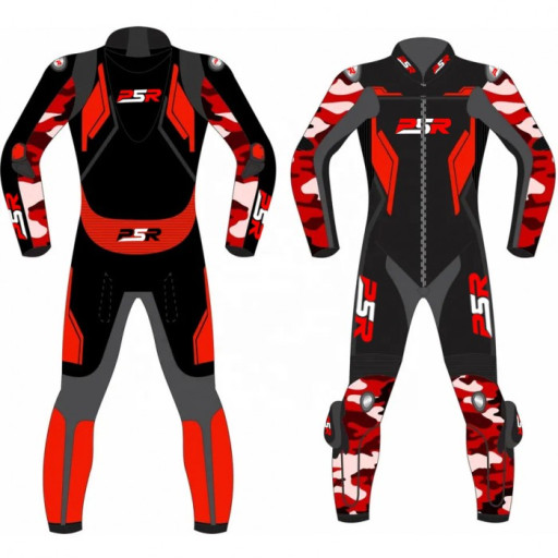 PSR Red Camo Racing Leather Suit
